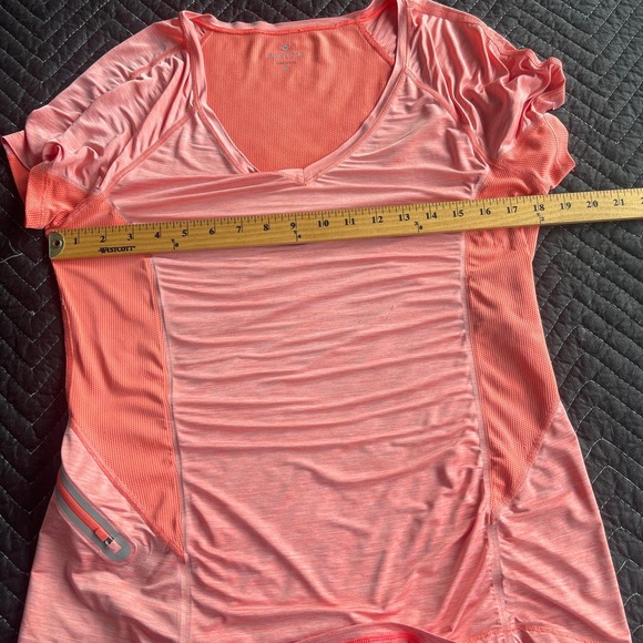 Athleta Activewear Top Womens Medium Orange Mesh Side Panel Athletic - Picture 8 of 11